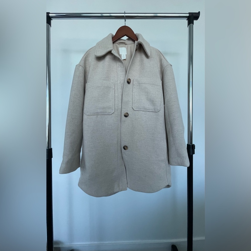 H&M Oversized Shacket Oatmeal Small